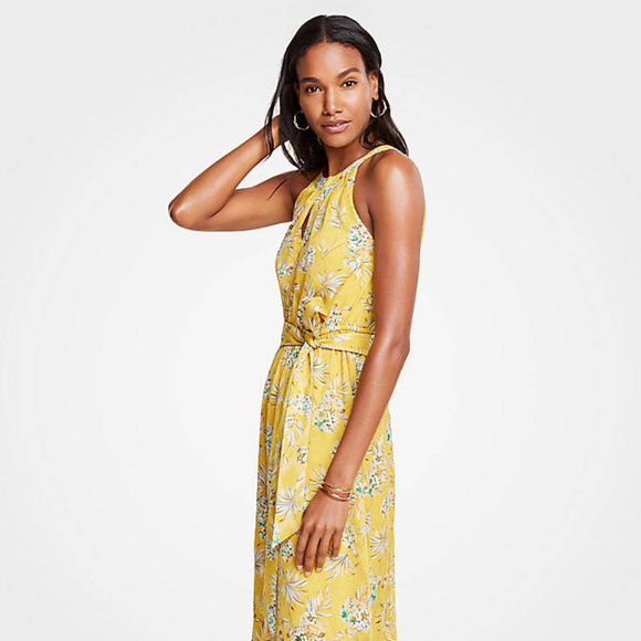 Ann Taylor Dresses & Skirts - Ann Taylor Tropical Toile Halter Tie Waist Flare D